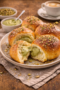 Sweet Pistachio Cream Brioche Rolls